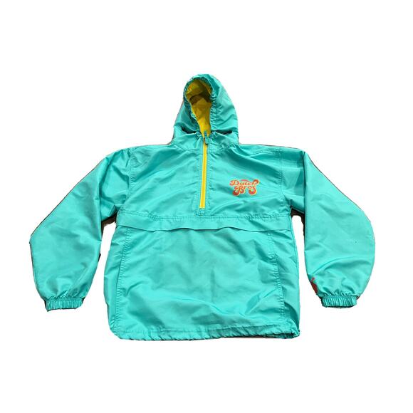 Dutch Bros Unisex Turquoise 1/2 Zip Windbreaker Hooded Pullover Jacket Size S - Picture 1 of 9